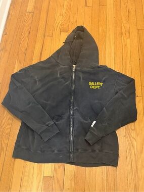 Gallery Dept Black Zip Front Hoodie